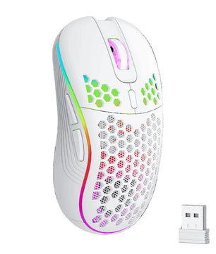 2.4G Wireless RGB Lighting Charging Mouse with Adjustable DPI Ergonomic Honeycomb Design Gaming Mouse for Desktop Laptop Nevolta