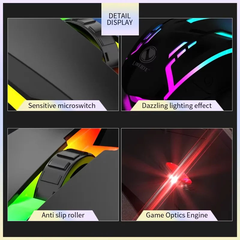 USB Wired Gaming Mouse – LED Backlit, 3D Ergonomic Adjustable Optical for PC & Desktop - Nevolta