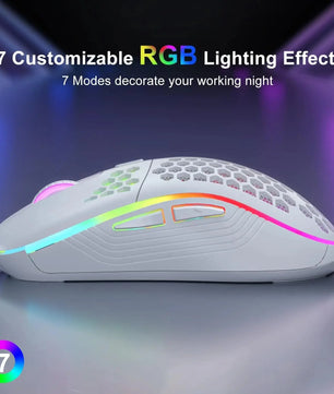 2.4G Wireless RGB Lighting Charging Mouse with Adjustable DPI Ergonomic Honeycomb Design Gaming Mouse for Desktop Laptop Nevolta