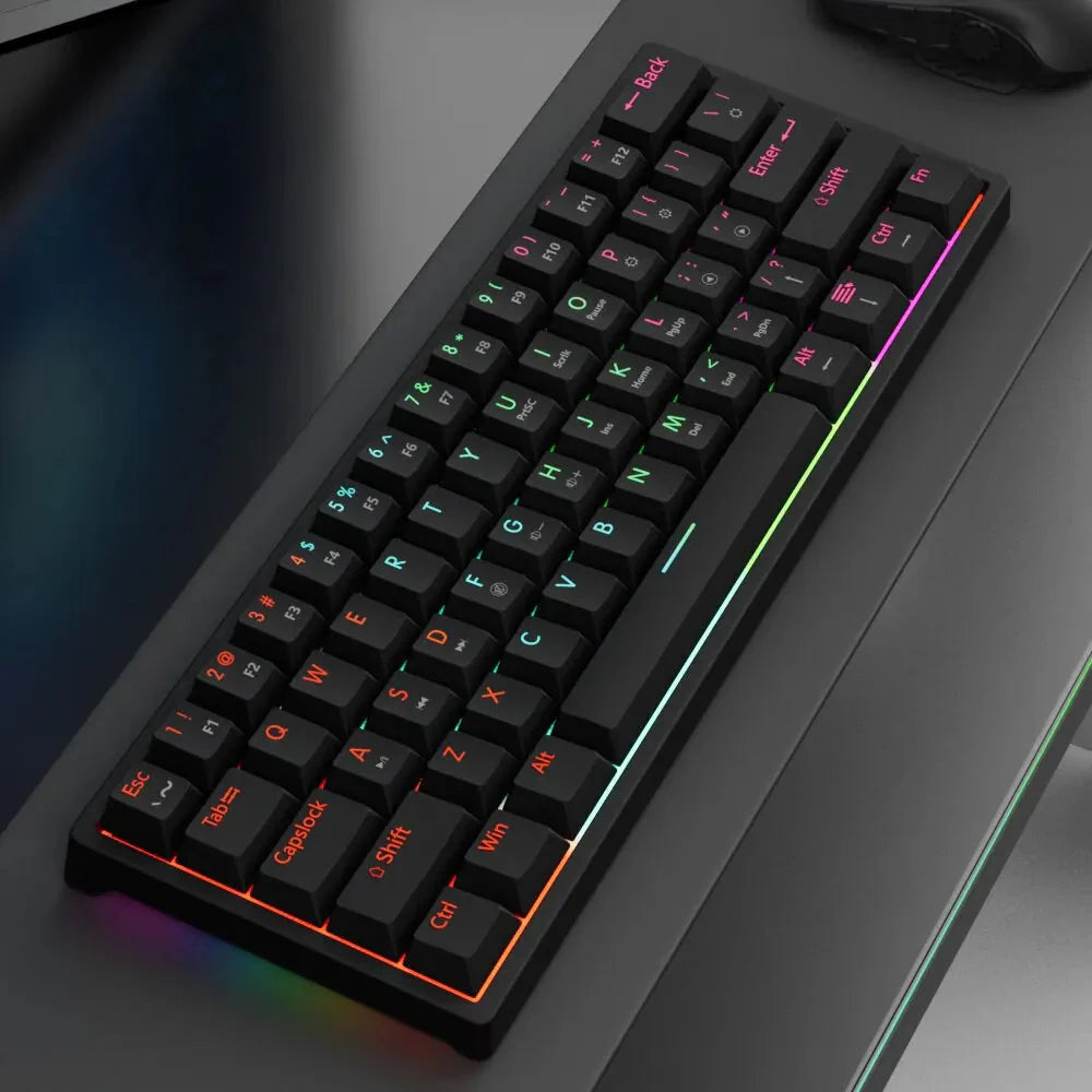 MUCAI MK61 USB Gaming Esports Mechanical Keyboard 61 Key Red Axis Wired Detachable Cable RGB Backlight Hot Swap Nevolta