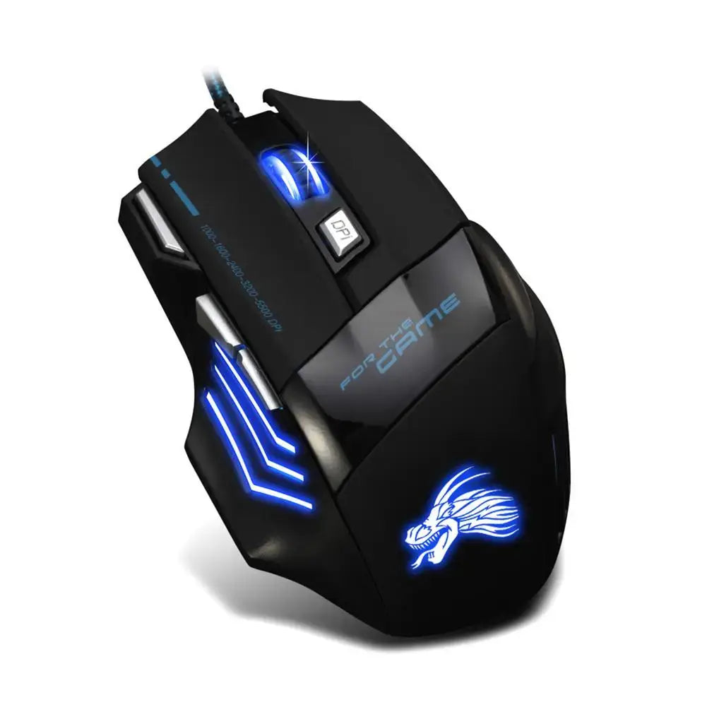 Wired Gaming Mouse – 7-Color RGB Backlight, Adjustable 5500 DPI Optical for PC & Desktop - Nevolta