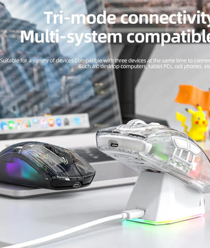 Attack Shark X2 Pro Magnetic Charging  Bluetooth Mouse, Tri-Mode , RGB Lights, Transparent, Battery Indicator, Computer Phone Nevolta