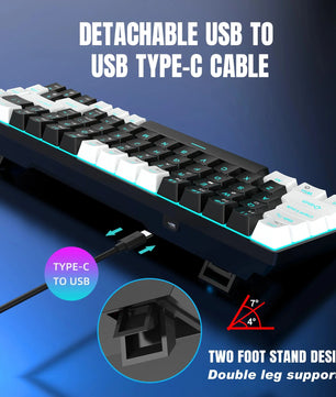 68 Keys Mechanical Keyboard Ergonomics RGB Backlit LED Hot Swappable Blue Switch Gaming Keyboard for PC Laptop Office Nevolta