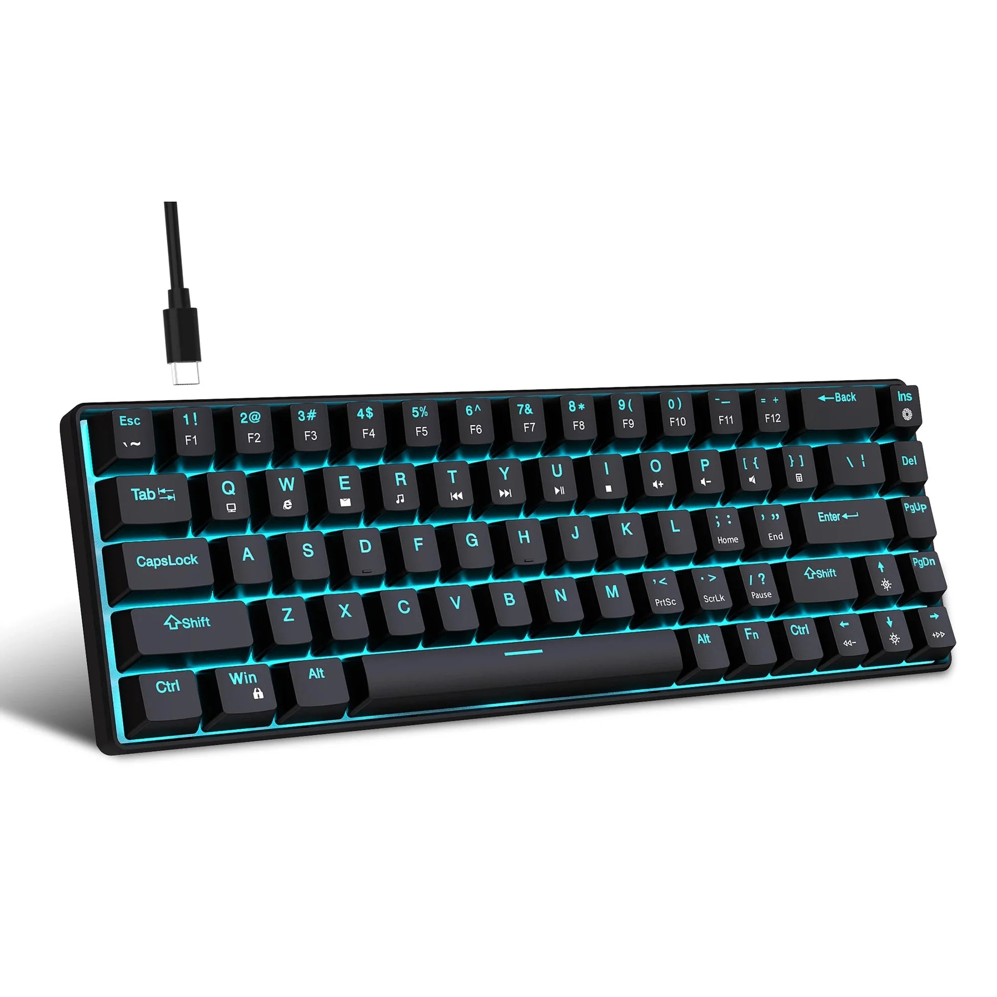68 Keys Mechanical Keyboard Ergonomics RGB Backlit LED Hot Swappable Blue Switch Gaming Keyboard for PC Laptop Office Nevolta