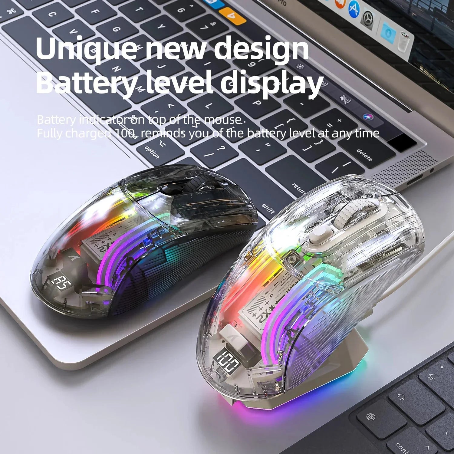 Attack Shark X2 Pro Magnetic Charging  Bluetooth Mouse, Tri-Mode , RGB Lights, Transparent, Battery Indicator, Computer Phone Nevolta
