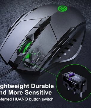 USB Wired Mouse, 7200 DPI Corded Computer Mouse with 6-Button Cord Ergonomic Mice, Officeand game Mouse for Laptop PC Desktop Nevolta