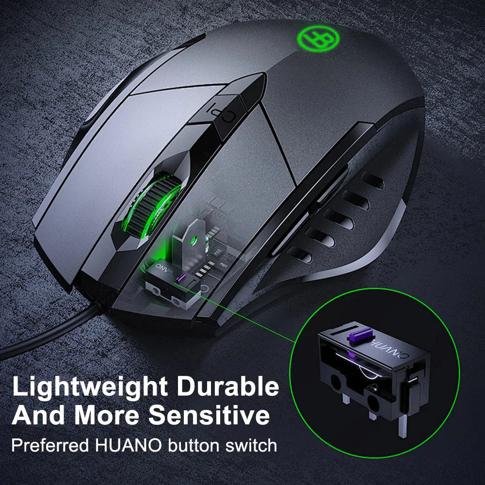 USB Wired Mouse, 7200 DPI Corded Computer Mouse with 6-Button Cord Ergonomic Mice, Officeand game Mouse for Laptop PC Desktop Nevolta