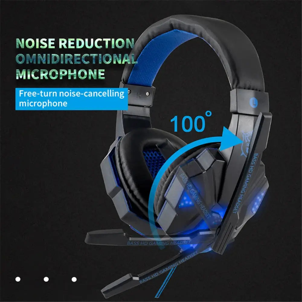 Wired Gaming Headphones With LED Light Noise-cancelling Gamer Headset With Microphone for PC Computer Laptop For PS4 PS5 Xbox Nevolta