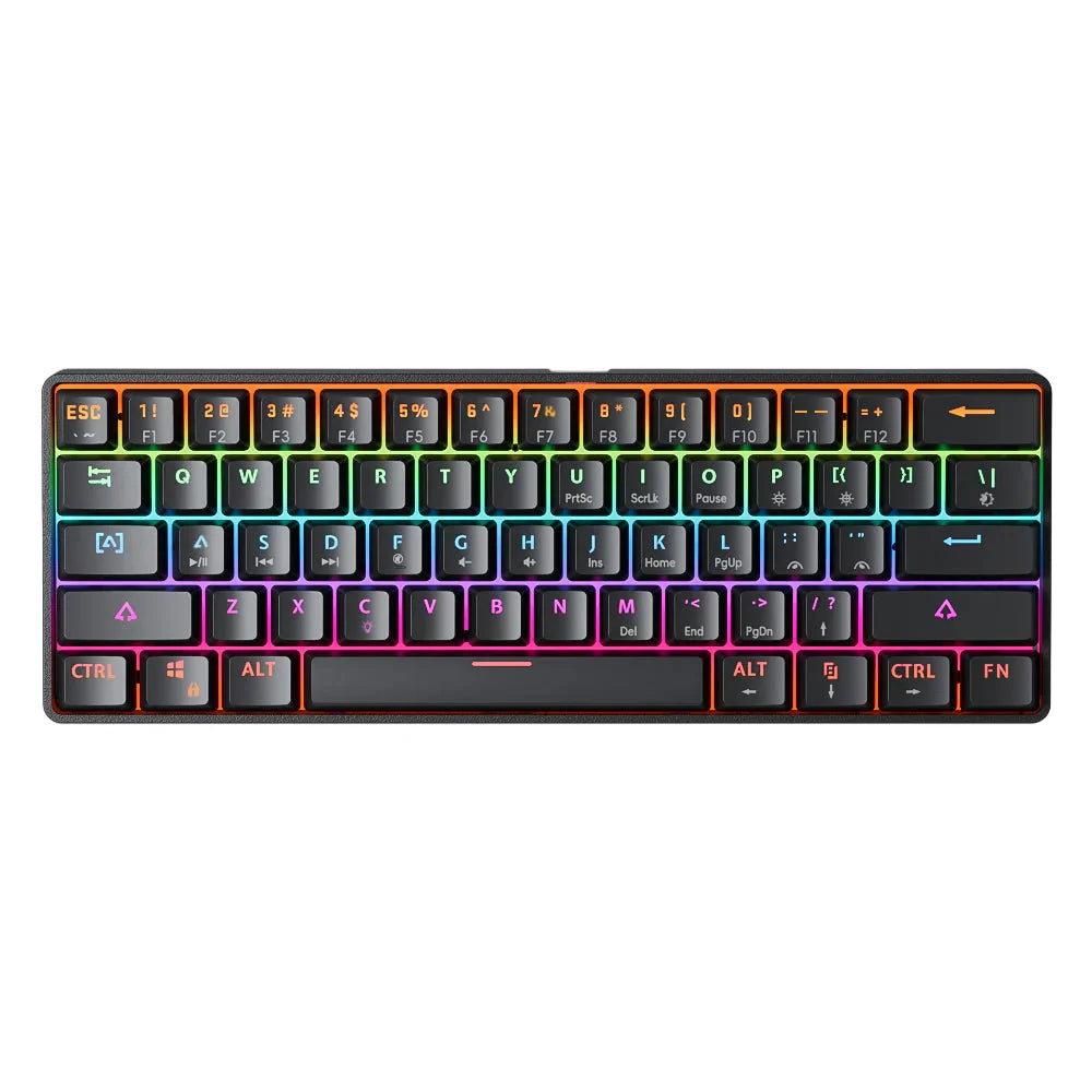 MUCAI MK61 USB Gaming Esports Mechanical Keyboard 61 Key Red Axis Wired Detachable Cable RGB Backlight Hot Swap Nevolta