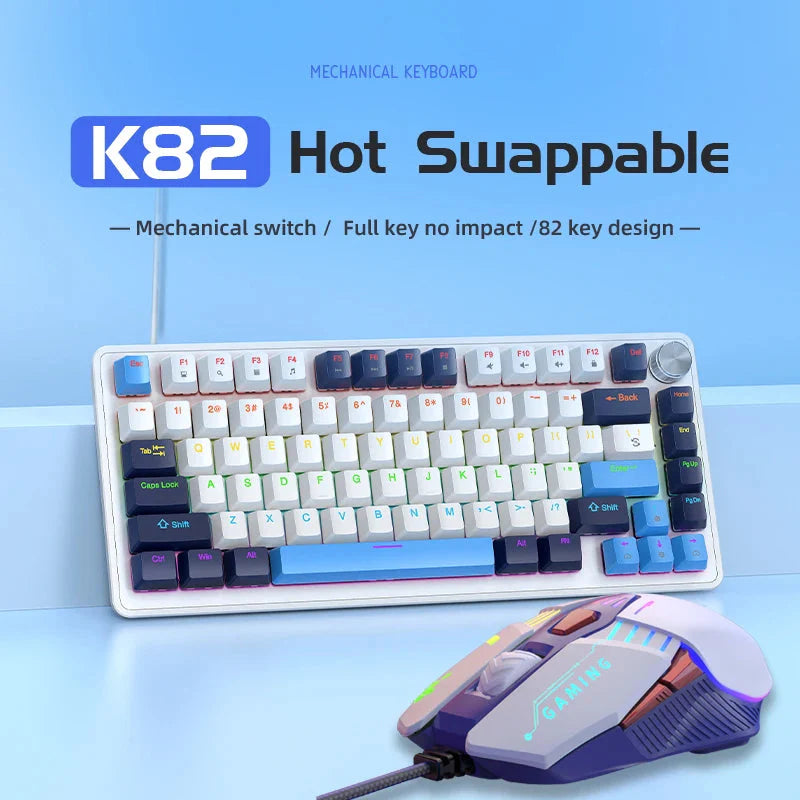 75% Mechanical Keyboard Wired with Media Knob, APAYADO Black Gaming Keyboard,Hot-Swap,ABS Cap Transparent Character Backlighting Nevolta