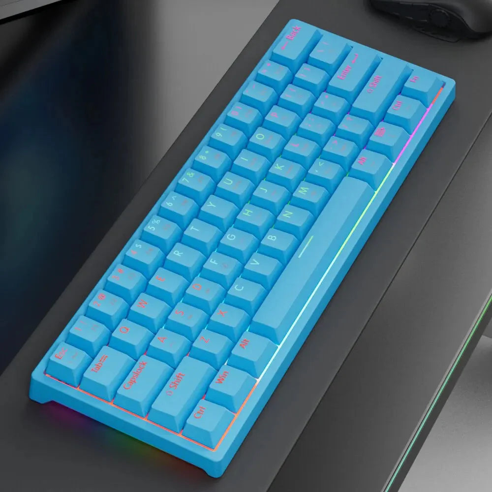 MUCAI MK61 USB Gaming Esports Mechanical Keyboard 61 Key Red Axis Wired Detachable Cable RGB Backlight Hot Swap Nevolta