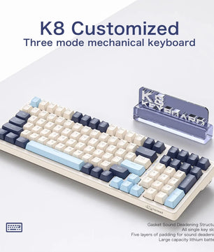 K8 100 Key Wireless Mechanical Keyboard Tri-mode Connection,Full Key Hot Swap,lighting Effects,Gasket Muffler Structure, Laptops Nevolta