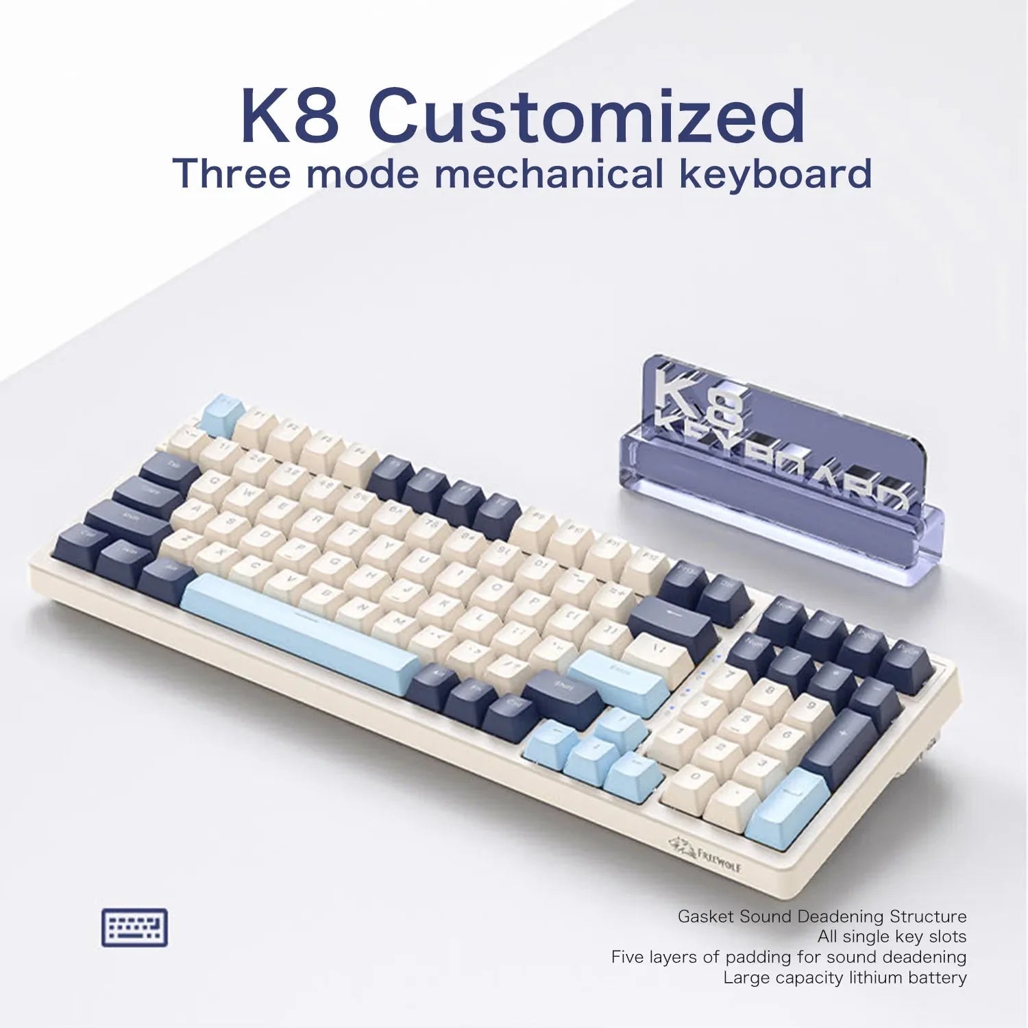 K8 100 Key Wireless Mechanical Keyboard Tri-mode Connection,Full Key Hot Swap,lighting Effects,Gasket Muffler Structure, Laptops Nevolta