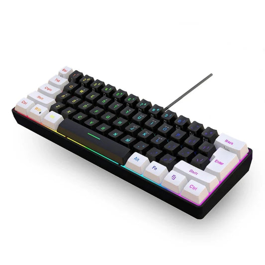 USB Wired Gaming Keyboard 61 Keys Compact Mini Office Keyboard for PC and Desktop Computer Keypad Compound Function Nevolta