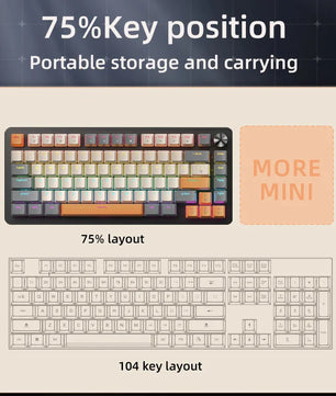 75% Mechanical Keyboard Wired with Media Knob, APAYADO Black Gaming Keyboard,Hot-Swap,ABS Cap Transparent Character Backlighting Nevolta