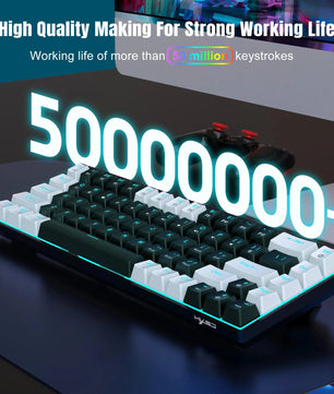 68 Keys Mechanical Keyboard Ergonomics RGB Backlit LED Hot Swappable Blue Switch Gaming Keyboard for PC Laptop Office Nevolta