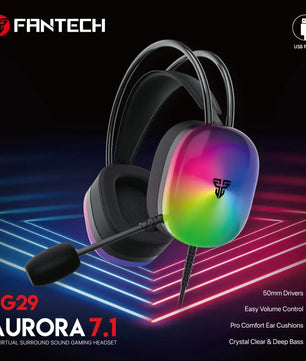 FANTECH AURORA 7.1 HG29 Wired Headset 7.1 Virtual Surround Sound and Sotf RGB 50MM Drivers Headphones with Microphone for PC Nevolta