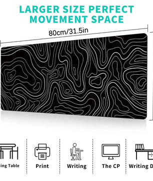 Gaming Mouse Pad Large Keyboard Pad – 31.5 x 11.8in Topographic Design - Nevolta